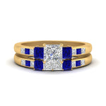 Load image into Gallery viewer, princess-cut-channel-three-stone-diamond-engagement-ring-with-sapphire-in-yellow-gold-FDENS205PRGSABL-NL-YG.jpg
