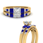 Load image into Gallery viewer, princess-cut-channel-three-stone-diamond-engagement-ring-with-sapphire-in-yellow-gold-FDENS205PRGSABL-NL-YG.jpg
