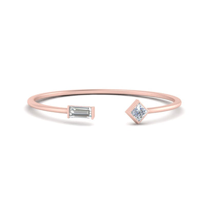 Princess Cut And Baguette Stacking Thin Ring