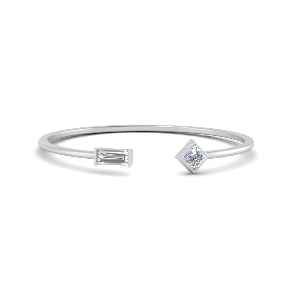 Princess Cut And Baguette Stacking Thin Ring