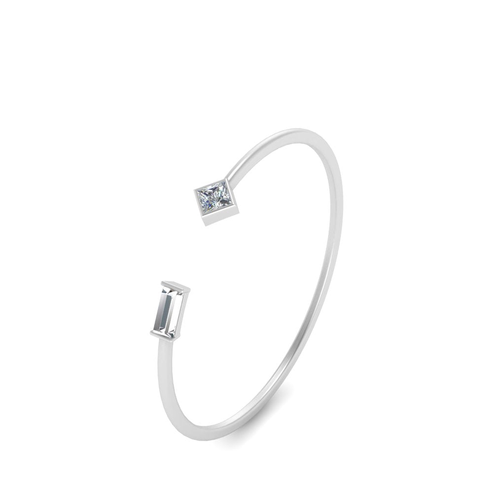 Princess Cut And Baguette Stacking Thin Ring