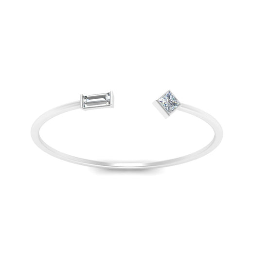 Princess Cut And Baguette Stacking Thin Ring