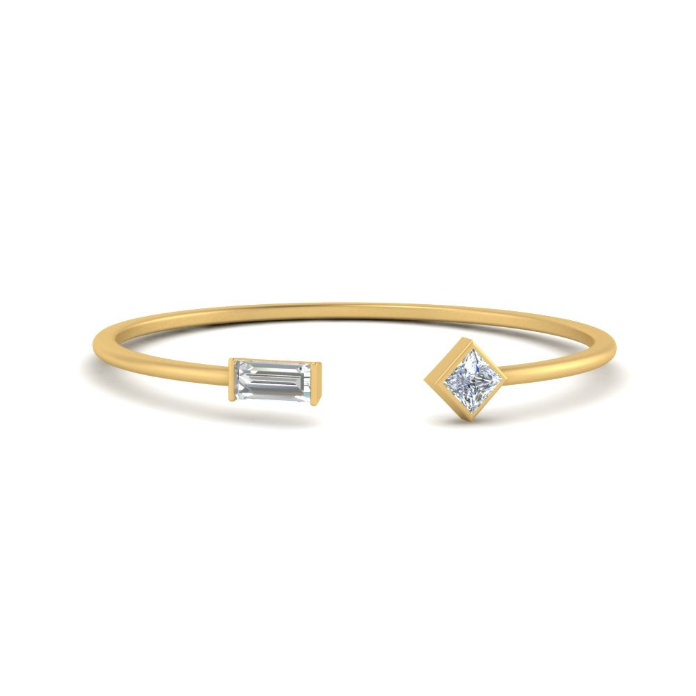 Princess Cut And Baguette Stacking Thin Ring