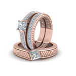 Load image into Gallery viewer, princess-cut-diamond-engraved-trio-matching-diamond-wedding-sets-in-14K-rose-gold-FD8225TPRANGLE5-NL-RG?v=1756184720
