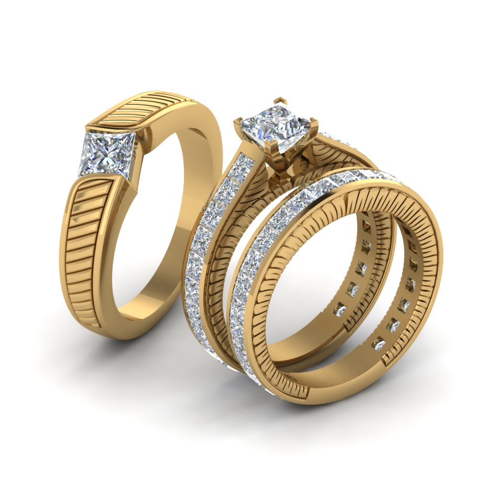 princess-cut-diamond-engraved-trio-matching-diamond-wedding-sets-in-14K-yellow-gold-FD8225TPRANGLE2-NL-YG?v=1756184720