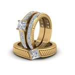 Load image into Gallery viewer, princess-cut-diamond-engraved-trio-matching-diamond-wedding-sets-in-18K-yellow-gold-FD8225TPRANGLE5-NL-YG?v=1756184720
