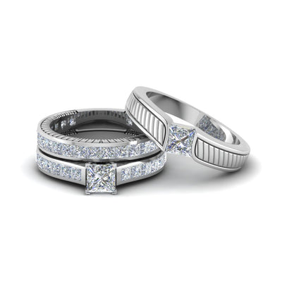 Engraved Trio Matching Wedding Sets