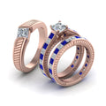 Thumbnail 41 - princess-cut-diamond-engraved-trio-matching-diamond-wedding-sets-with-blue-sapphire-in-18K-rose-gold-FD8225TPRGSABLANGLE2-NL-RG?v=1756184720