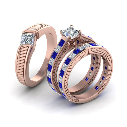princess-cut-diamond-engraved-trio-matching-diamond-wedding-sets-with-blue-sapphire-in-18K-rose-gold-FD8225TPRGSABLANGLE2-NL-RG?v=1756184720