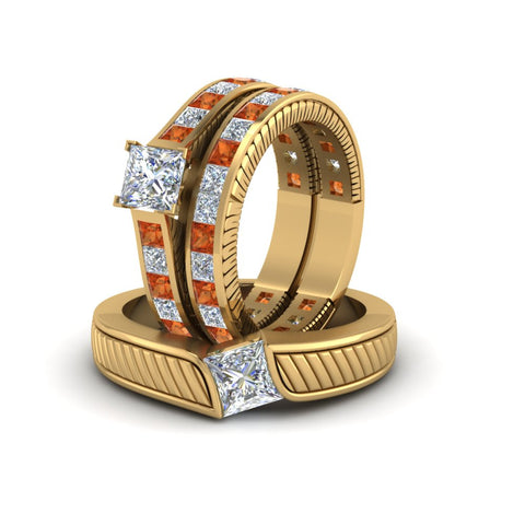 princess-cut-diamond-engraved-trio-matching-diamond-wedding-sets-with-orange-sapphire-in-14K-yellow-gold-FD8225TPRGSAORANGLE5-NL-YG?v=1756184723
