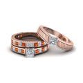 Thumbnail 80 - princess-cut-diamond-engraved-trio-matching-diamond-wedding-sets-with-orange-sapphire-in-18K-rose-gold-FD8225TPRGSAOR-NL-RG?v=1756184720