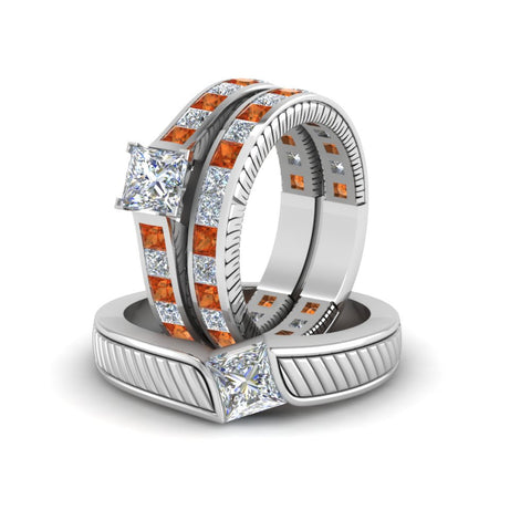 princess-cut-diamond-engraved-trio-matching-diamond-wedding-sets-with-orange-sapphire-in-950-Platinum-FD8225TPRGSAORANGLE5-NL-WG?v=1756184721