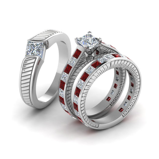 princess-cut-diamond-engraved-trio-matching-diamond-wedding-sets-with-ruby-in-18K-white-gold-FD8225TPRGRUDRANGLE2-NL-WG?v=1756184720