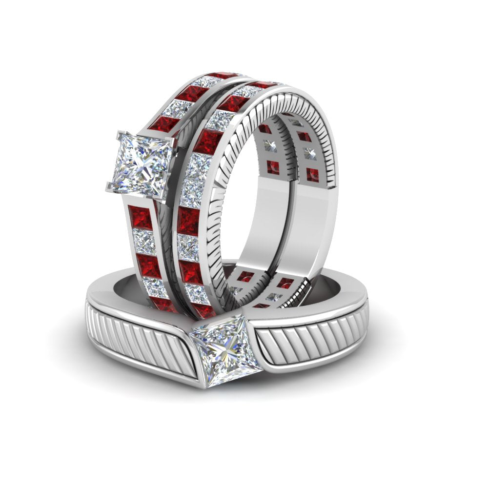 princess-cut-diamond-engraved-trio-matching-diamond-wedding-sets-with-ruby-in-18K-white-gold-FD8225TPRGRUDRANGLE5-NL-WG?v=1756184721