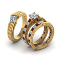 Thumbnail 106 - princess-cut-diamond-engraved-trio-matching-diamond-wedding-sets-with-ruby-in-18K-yellow-gold-FD8225TPRGRUDRANGLE2-NL-YG?v=1756184721