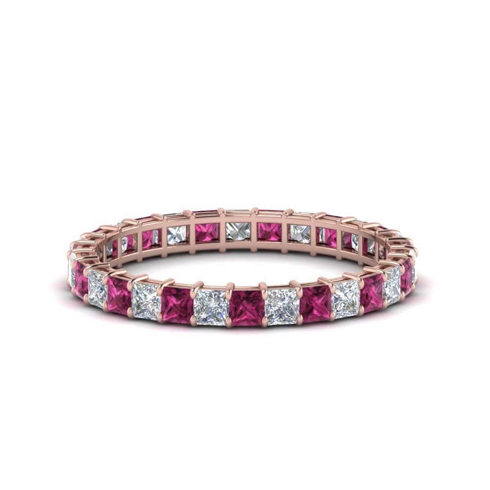 princess-cut-diamond-eternity-ring-1.50-carat-with-pink-sapphire-in-rose-gold-FDEWB8675PR-1.50CTGSADRPI-NL-RG