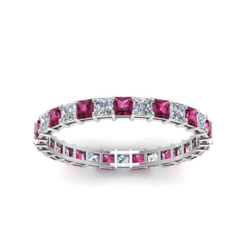 princess-cut-diamond-eternity-ring-1.50-carat-with-pink-sapphire-in-white-gold-FDEWB8675PR-1.50CTGSADRPIANGLE5-NL-WG