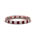 Load image into Gallery viewer, princess-cut-diamond-eternity-ring-1.50-carat-with-ruby-in-rose-gold-FDEWB8675PR-1.50CTGRUDR-NL-RG
