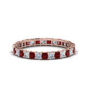 princess-cut-diamond-eternity-ring-1.50-carat-with-ruby-in-rose-gold-FDEWB8675PR-1.50CTGRUDR-NL-RG