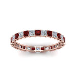 Load image into Gallery viewer, princess-cut-diamond-eternity-ring-1.50-carat-with-ruby-in-rose-gold-FDEWB8675PR-1.50CTGRUDRANGLE5-NL-RG
