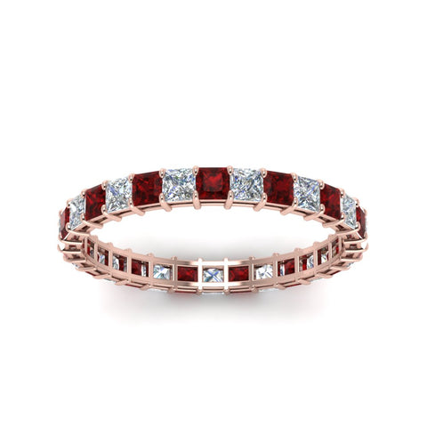 princess-cut-diamond-eternity-ring-1.50-carat-with-ruby-in-rose-gold-FDEWB8675PR-1.50CTGRUDRANGLE5-NL-RG