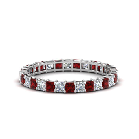 princess-cut-diamond-eternity-ring-1.50-carat-with-ruby-in-white-gold-FDEWB8675PR-1.50CTGRUDR-NL-WG
