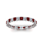 Load image into Gallery viewer, princess-cut-diamond-eternity-ring-1.50-carat-with-ruby-in-white-gold-FDEWB8675PR-1.50CTGRUDRANGLE5-NL-WG
