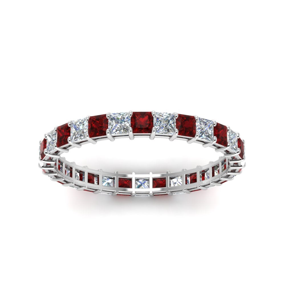 princess-cut-diamond-eternity-ring-1.50-carat-with-ruby-in-white-gold-FDEWB8675PR-1.50CTGRUDRANGLE5-NL-WG