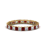 Load image into Gallery viewer, princess-cut-diamond-eternity-ring-1.50-carat-with-ruby-in-yellow-gold-FDEWB8675PR-1.50CTGRUDR-NL-YG
