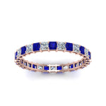 Load image into Gallery viewer, princess-cut-diamond-eternity-ring-1.50-carat-with-sapphire-in-rose-gold-FDEWB8675PR-1.50CTGSABLANGLE5-NL-RG
