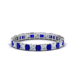 Load image into Gallery viewer, princess-cut-diamond-eternity-ring-1.50-carat-with-sapphire-in-white-gold-FDEWB8675PR-1.50CTGSABL-NL-WG
