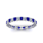 Load image into Gallery viewer, princess-cut-diamond-eternity-ring-1.50-carat-with-sapphire-in-white-gold-FDEWB8675PR-1.50CTGSABLANGLE5-NL-WG

