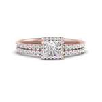 Load image into Gallery viewer, princess-cut-diamond-halo-wedding-ring-set-in-rose-gold-FD8523PR-NL-RG
