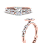 Load image into Gallery viewer, princess-cut-diamond-halo-wedding-ring-set-in-rose-gold-FD8523PR-NL-RG

