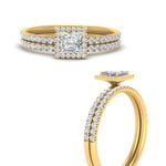 Load image into Gallery viewer, princess-cut-diamond-halo-wedding-ring-set-in-yellow-gold-FD8523PR-NL-YG
