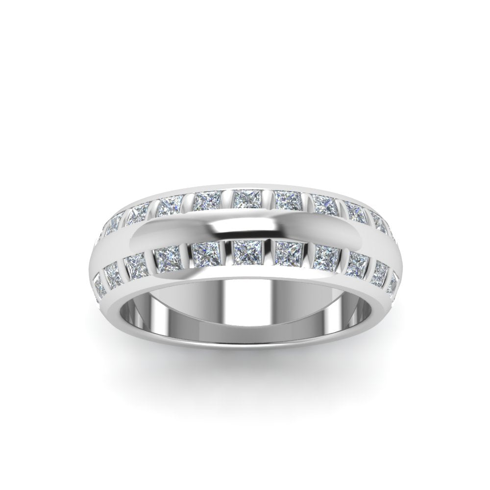 Double Row Diamond Eternity Mens Engagement Ring