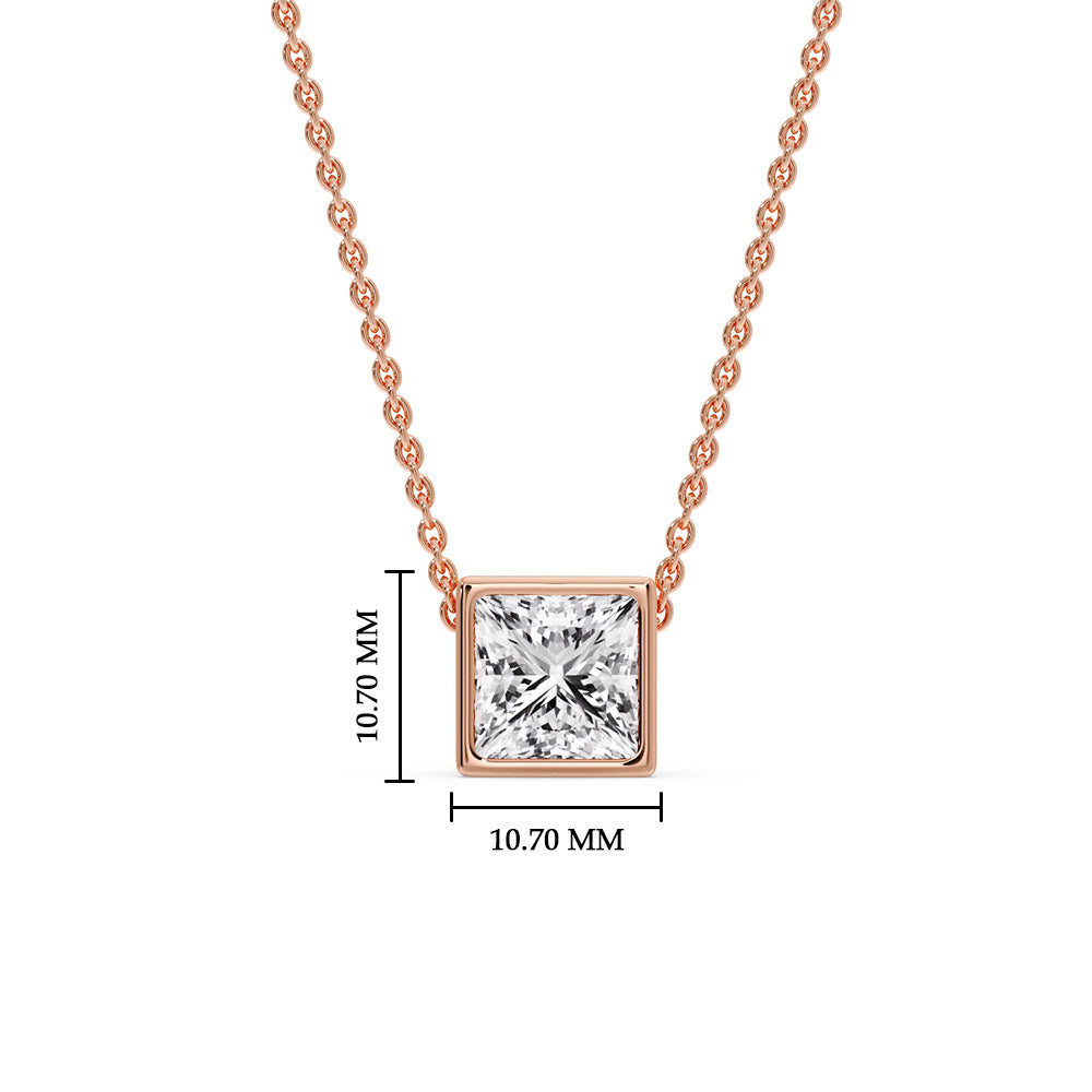 Princess Diamond Bezel Set Solitaire Pendant