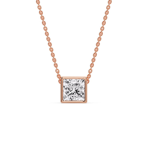 Princess Diamond Bezel Set Solitaire Pendant