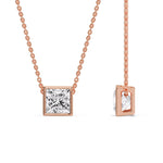 Load image into Gallery viewer, Princess Diamond Bezel Set Solitaire Pendant
