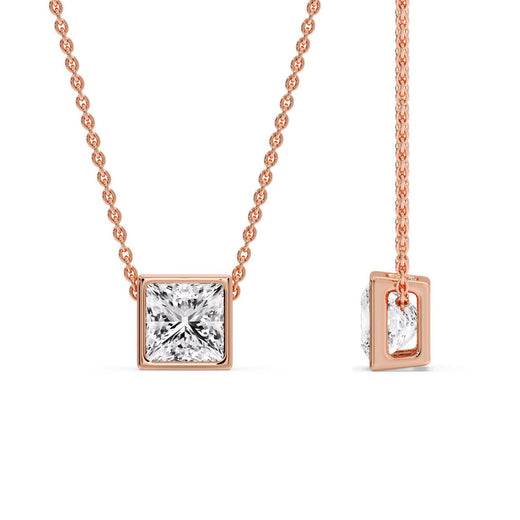 Princess Diamond Bezel Set Solitaire Pendant