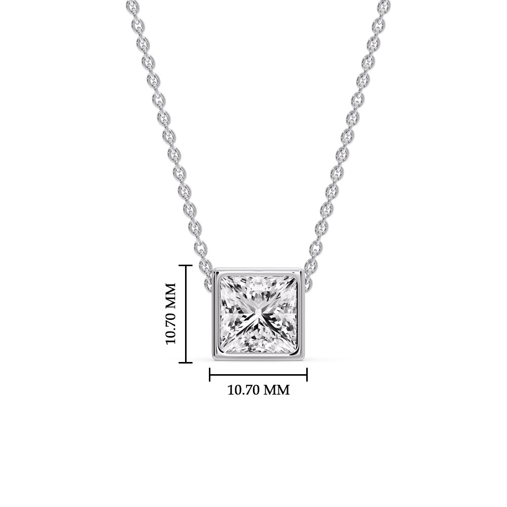 Princess Diamond Bezel Set Solitaire Pendant