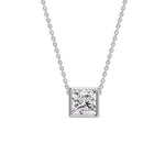 Load image into Gallery viewer, Princess Diamond Bezel Set Solitaire Pendant
