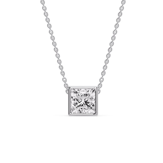 Princess Diamond Bezel Set Solitaire Pendant
