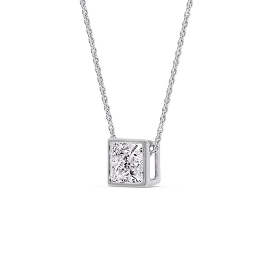 Princess Diamond Bezel Set Solitaire Pendant