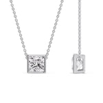 Load image into Gallery viewer, Princess Diamond Bezel Set Solitaire Pendant
