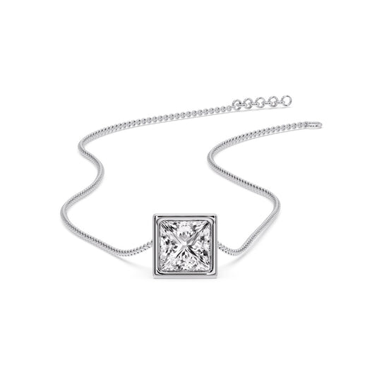 Princess Diamond Bezel Set Solitaire Pendant