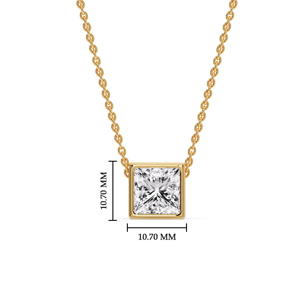 Princess Diamond Bezel Set Solitaire Pendant