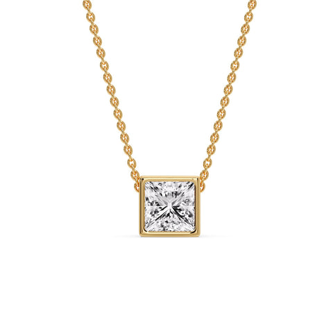 Princess Diamond Bezel Set Solitaire Pendant