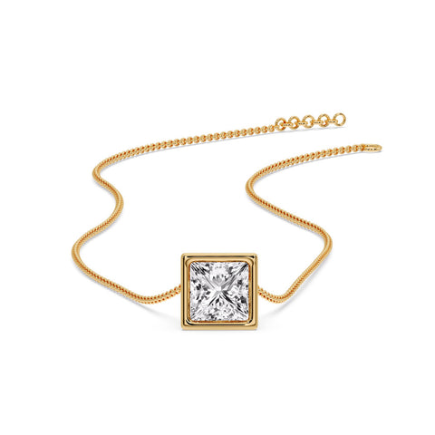 Princess Diamond Bezel Set Solitaire Pendant