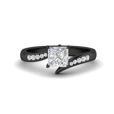 Princess Cut Swirl Channel Engagement Ring